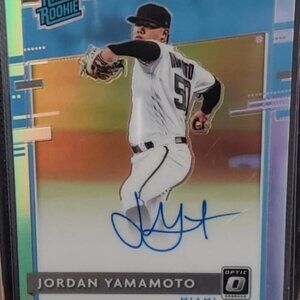 2020 Donruss Optic Rated Rookies Signatures Jordan Yamamoto Auto Miami Marlins